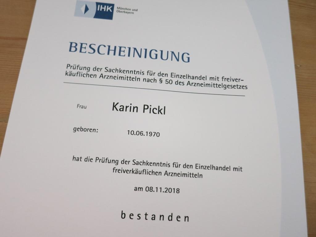 Sachkundenachweis für freiverkäufliche Arzneimittel - bestanden! :-)
